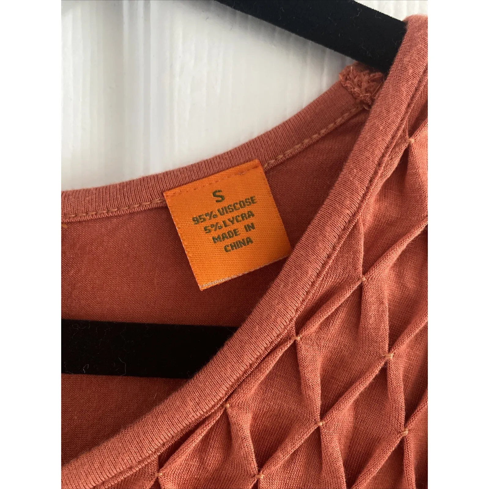 WYL Women's Small Orange Rust Blouse‎ Boho Fall Round Neck Top - Image 4