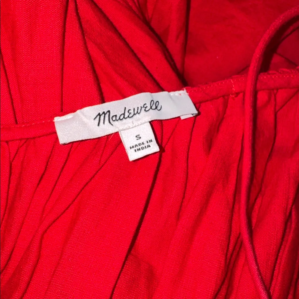 NEW Madewell Textured V-Neck Sleeveless Cotton Linen Red Midi Dress sz S - Image 8