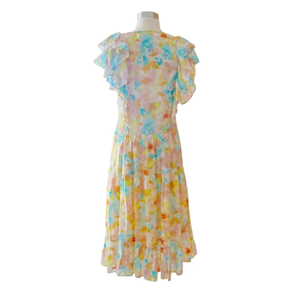 ROLLER RABBIT Ondine Dress Sandrio Floral Multicolor Pastels Cotton Silk Small - Image 11