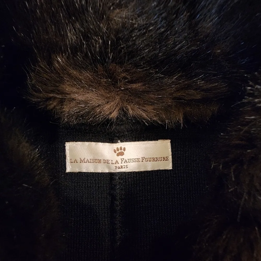 La maison de la fausse fourrure black 100% wool & fur Button Up Glam cardigan S - Image 10