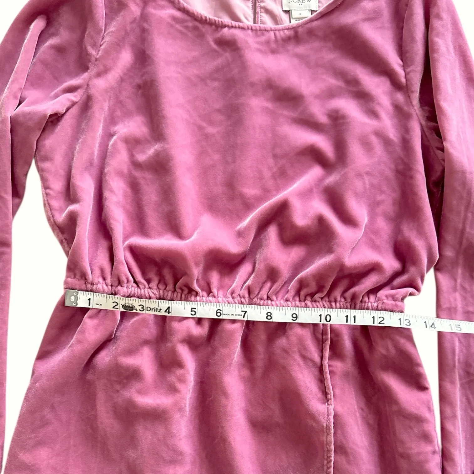 J.Crew Velvet‎ Dress Long Sleeve Tulip Hem Pink Mauve Party Cocktail Size 2 - Image 7