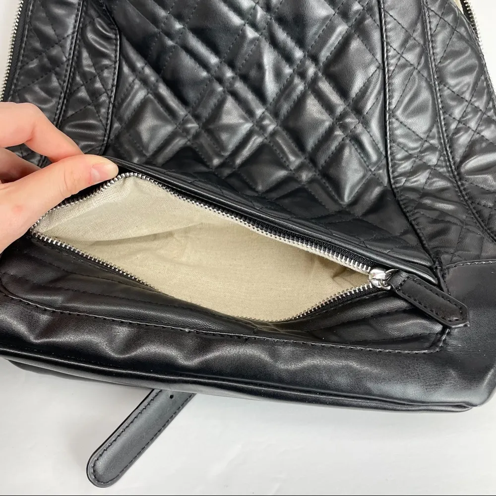 ZARA  Faux Leather Black Quilted Backpack - Image 7