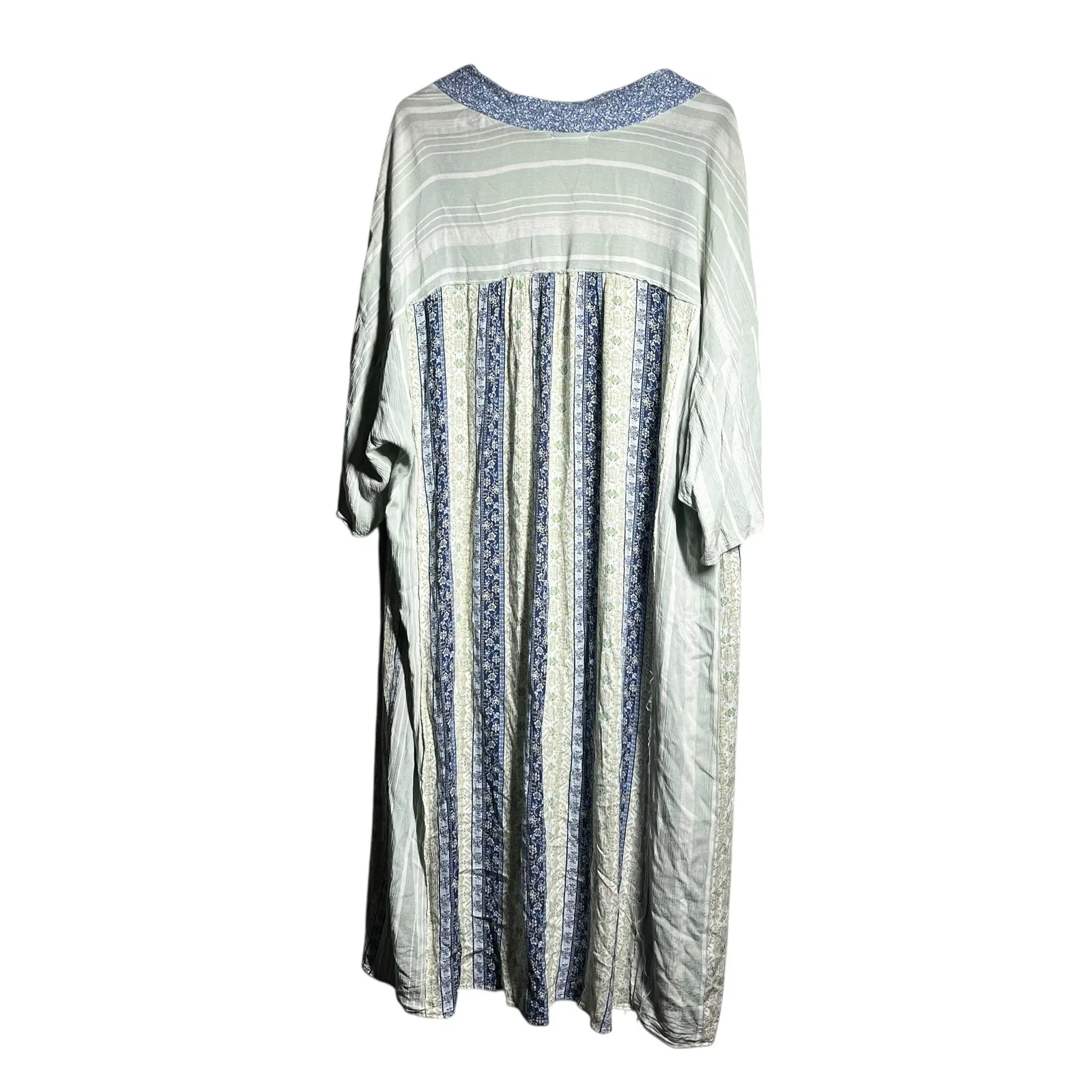 GeeGee Boho Patchwork Duster Kimono Cardigan Lightweight Striped Floral Print - Image 4