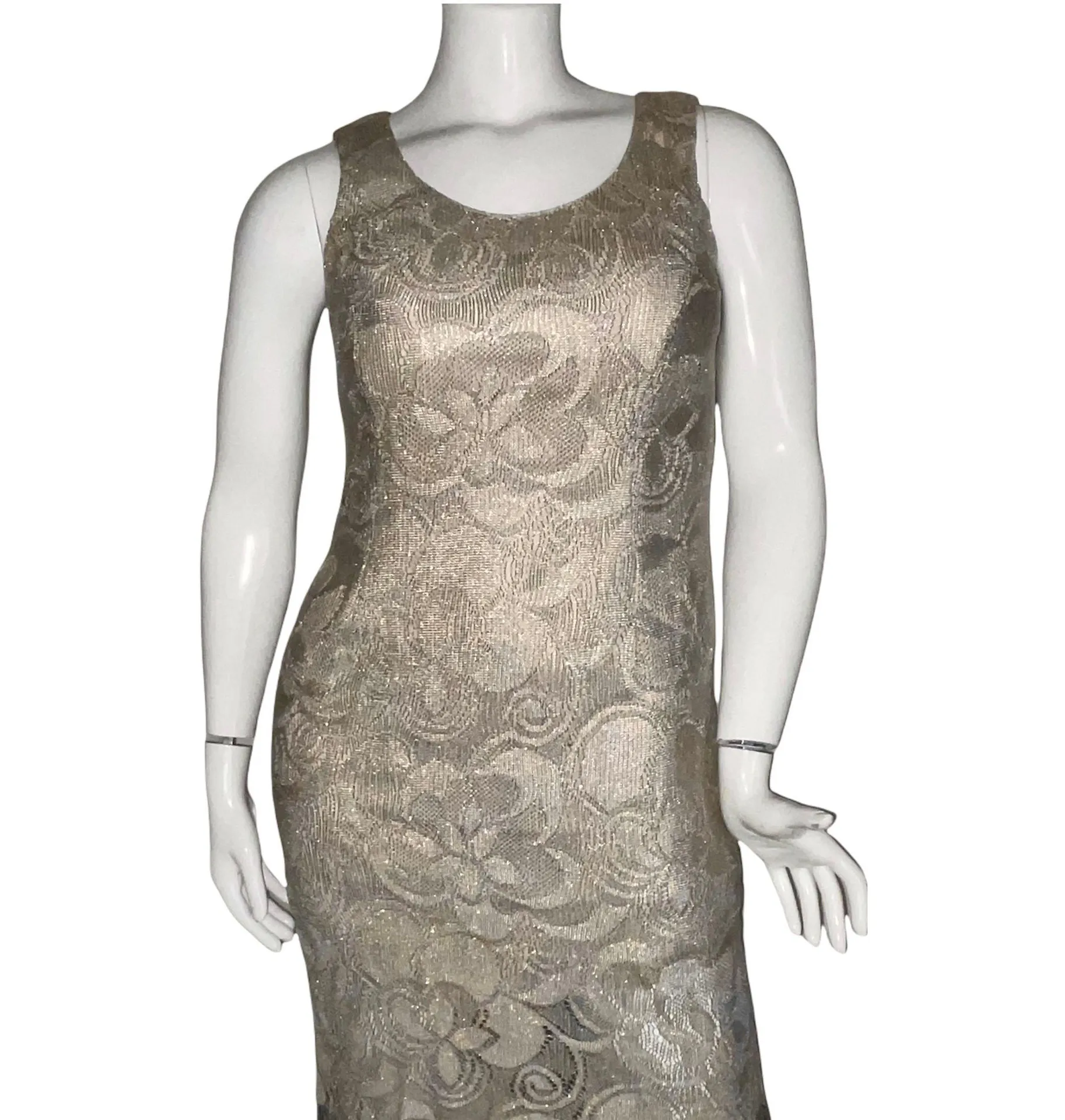 Ashley Stewart  Lace Metallic Gold 2 Piece Special Occasion Dress - Image 4
