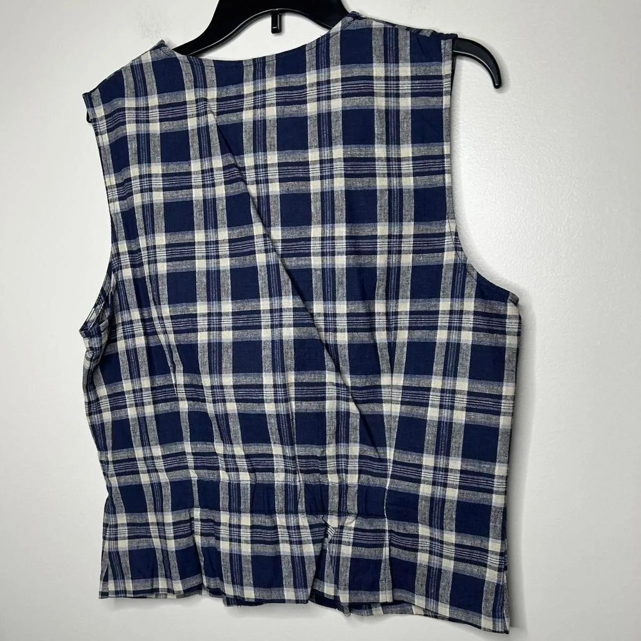 vintage Y2K 2000s retro 90s 1990s Blue and white plaid vest Size L - Image 5