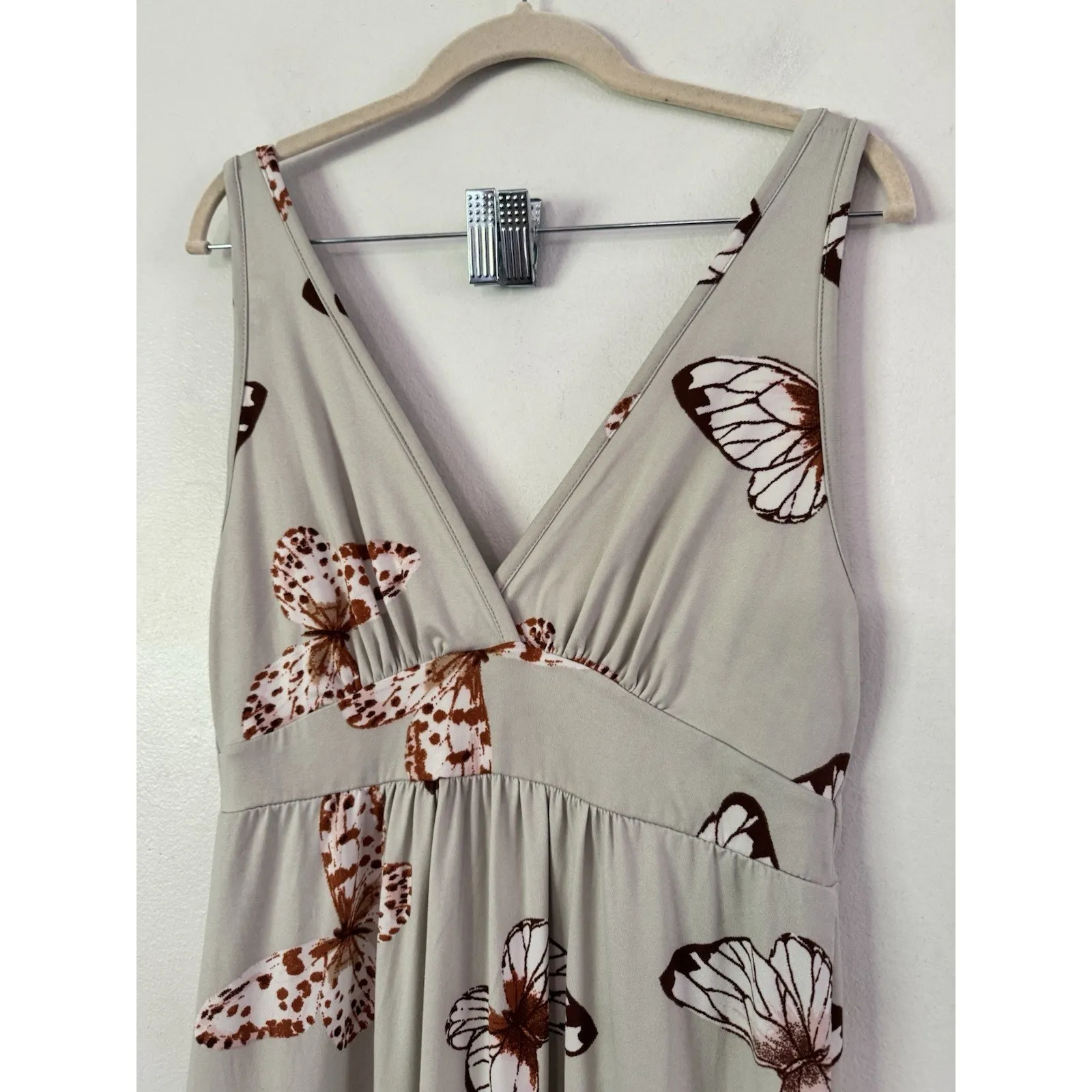 Earthbound Trading Co Butterfly Print Empire Waist Knit Dress Size Large - Image 3