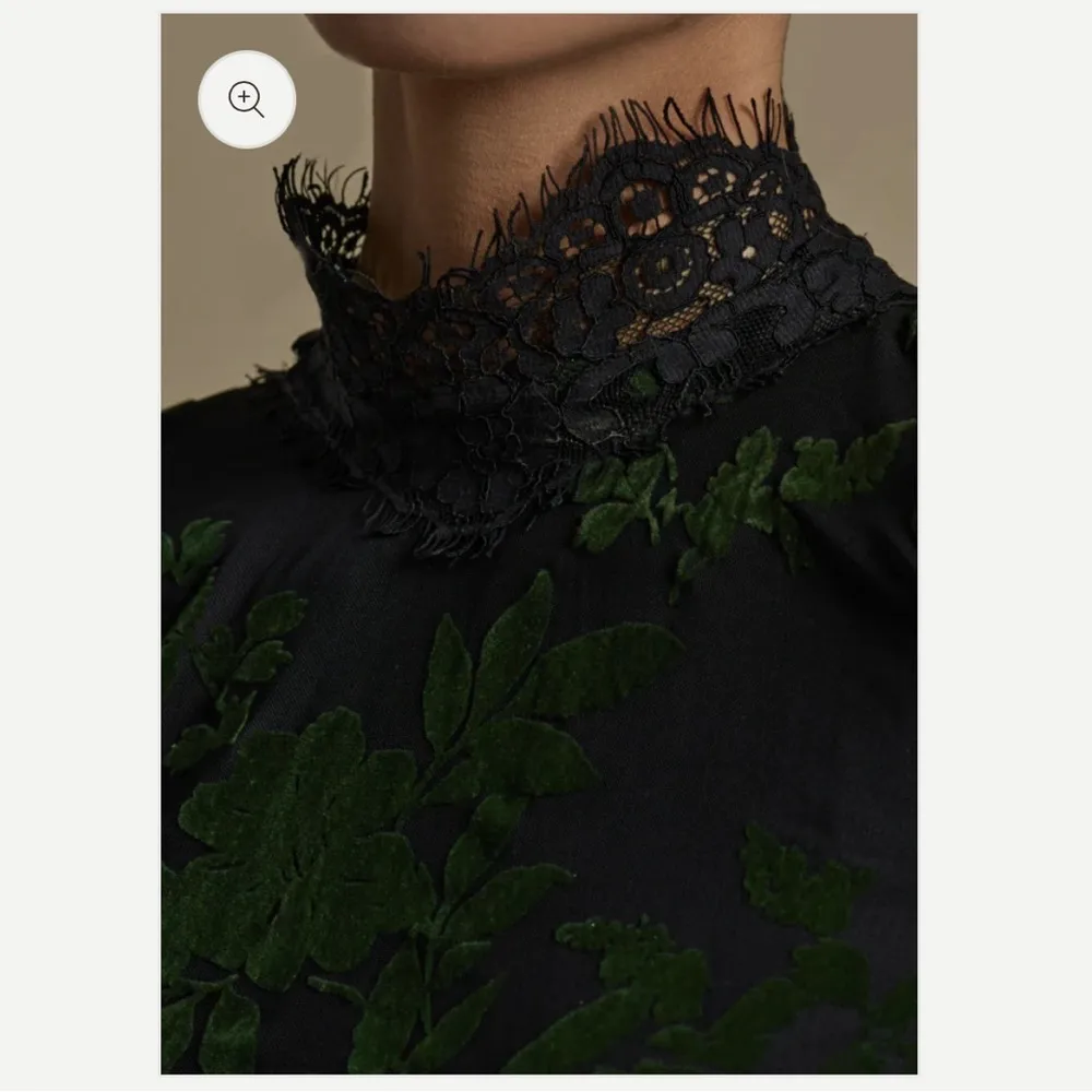 Flocked Mesh Lace Dress Green Size M - Image 8