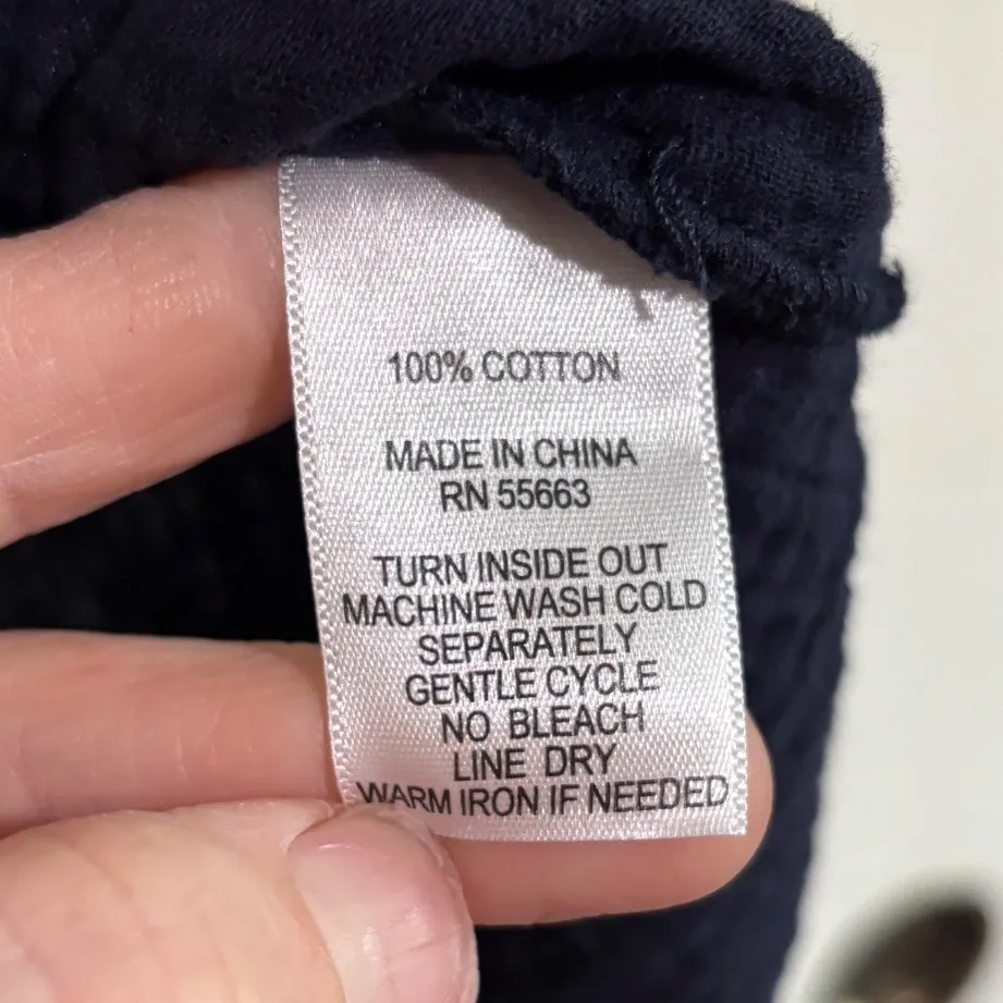 Joie Womens Navy Blue Gauze Flutter Sleeve V Neck Tunic Top Plus Sz 2x Casual - Image 6