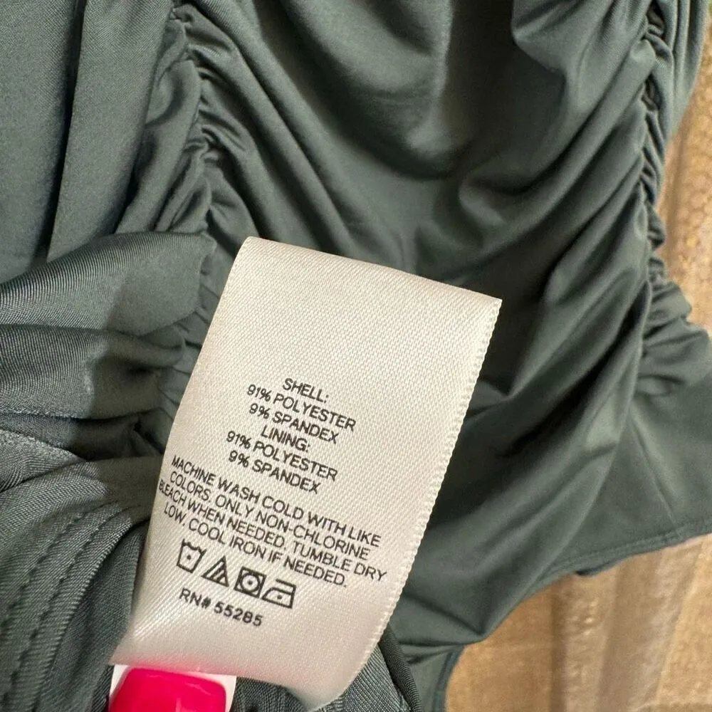 Express Body Contour Compression Ruched Bodysuit Sage Green XL - Image 6