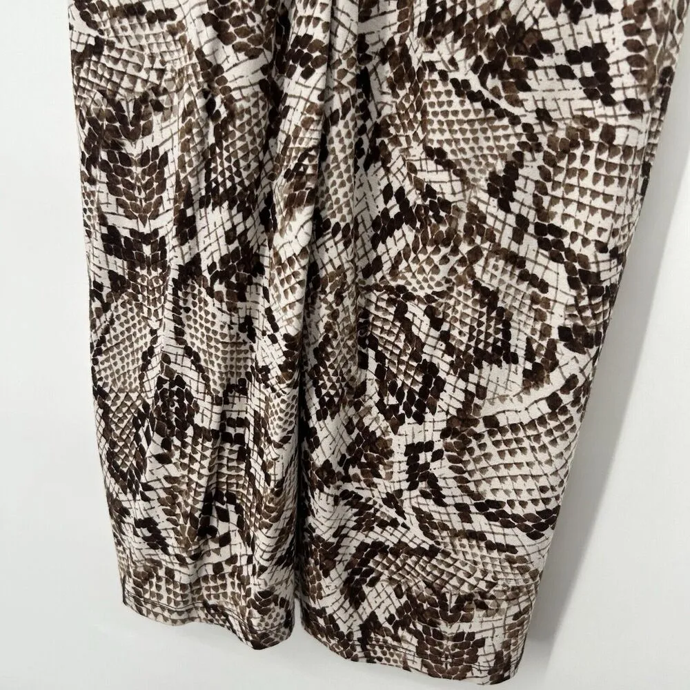 Chicos 0 Size S Snake Print Dress Brown Jersey Knit Sleeveless Stretch - Image 4