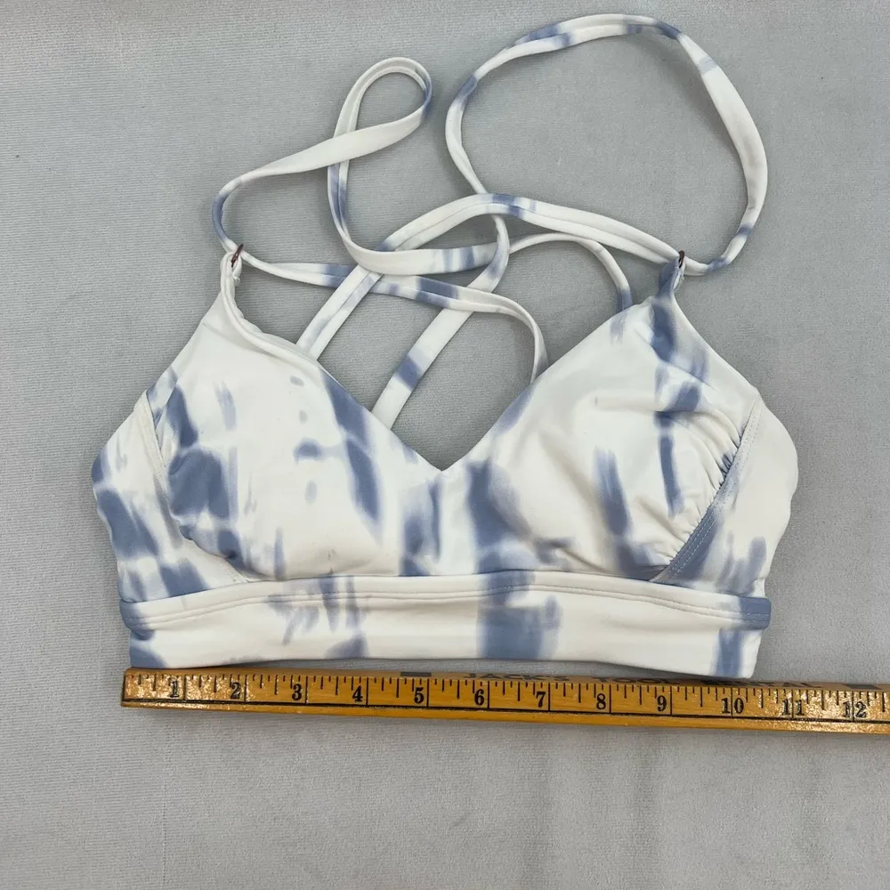 CALIA Women's Strappy Back Ruched Medium Support Bikini Swim Top XS Blue - Image 6