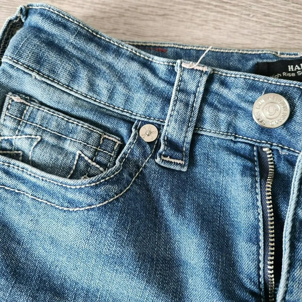 True Religion Halle High Rise Super Skinny Jeans Size 27 Raw Hem Denim 206568 - Image 13