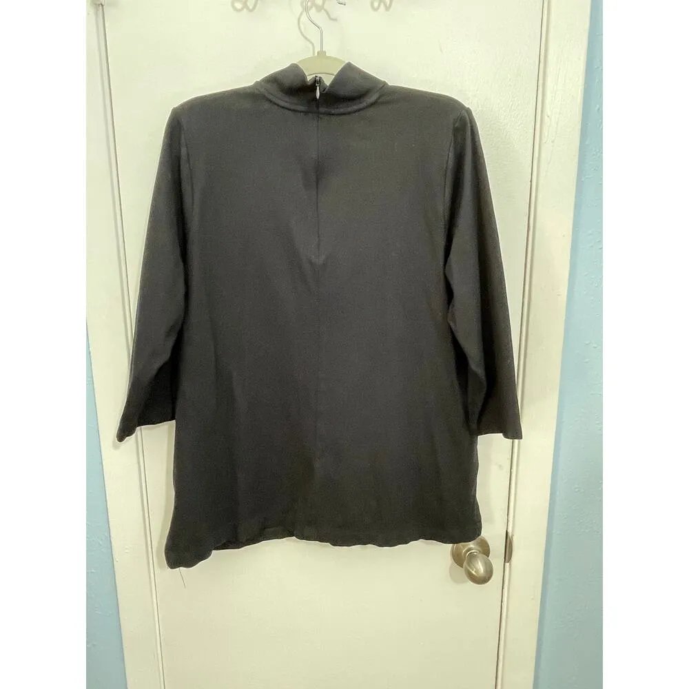 Lauren Ralph Lauren Tunic Sweater 1X Black Turtleneck Stretch Minimalist Preppy Size XL - Image 4