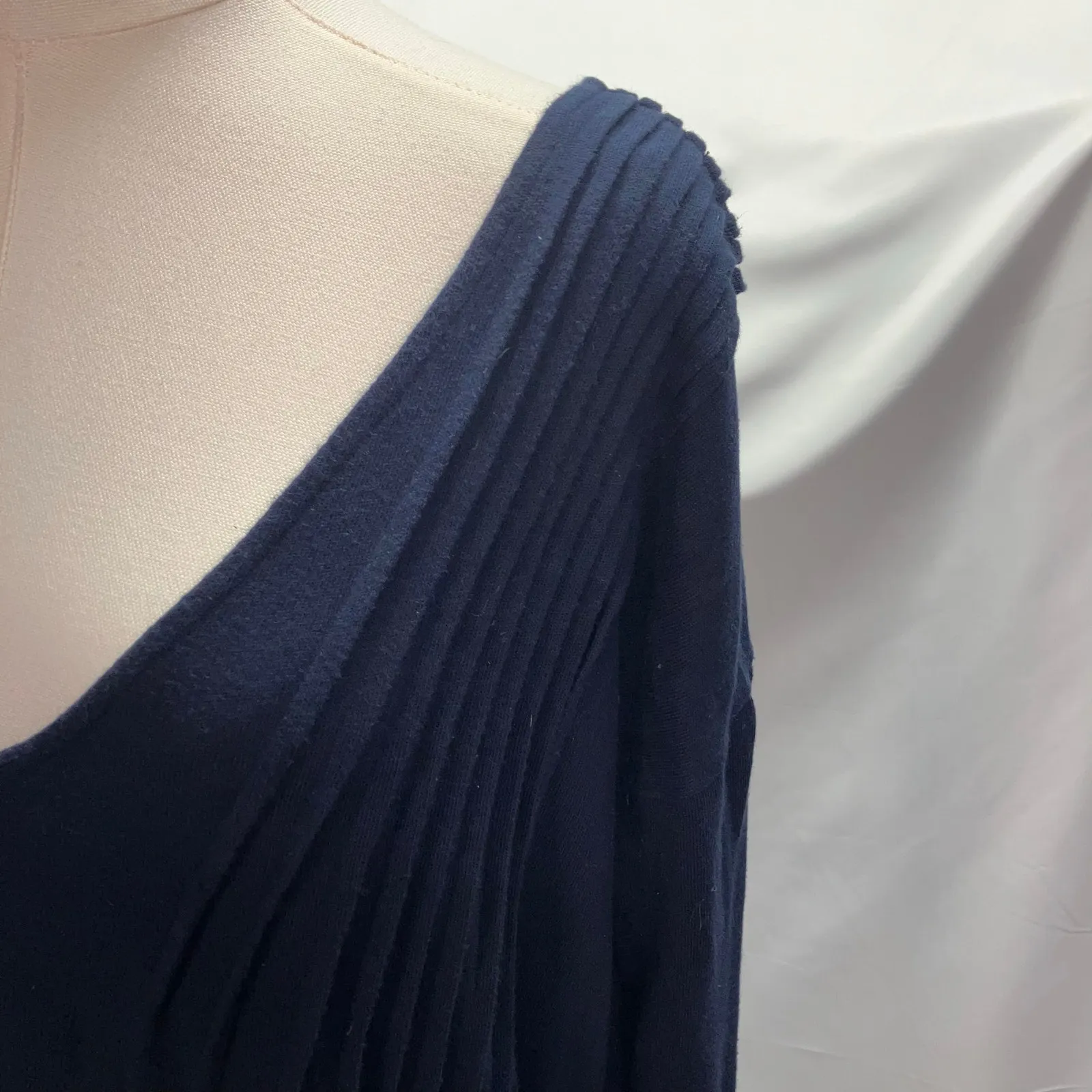 Free People Long Sleeve Cotton‎ Midi Dress Navy Womens Medium Relaxed Grunge Emo - Image 5