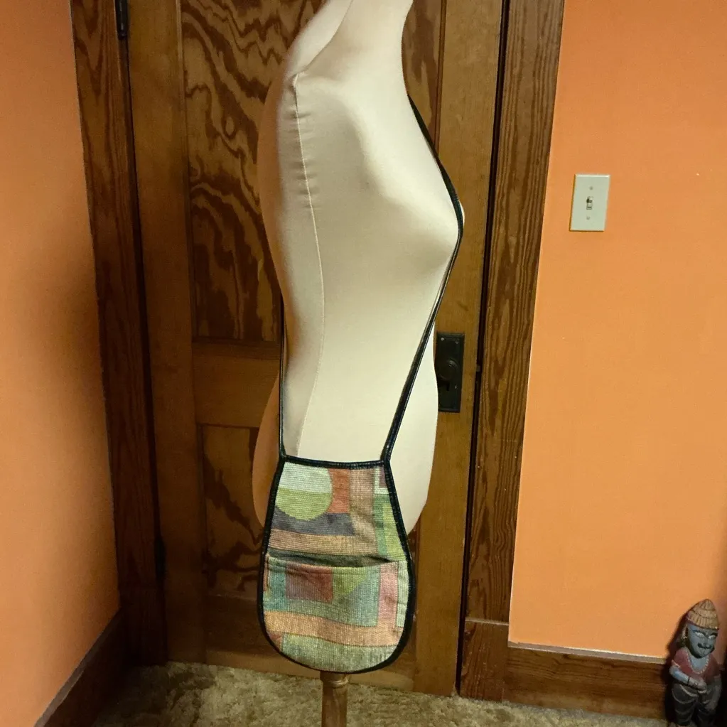 Vintage Abstract Crossbody Bag 90s Boho Fabric Purse Small Artisan Shoulder Bag - Image 7