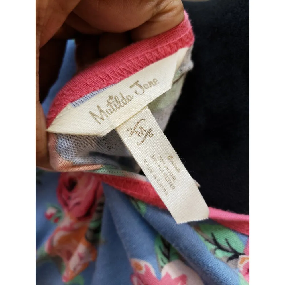 Matilda Jane Top Women M Blue Striped Floral Long Sleeve Cotton Casual Tunic Tee - Image 12