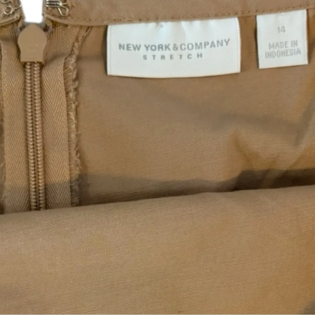 New York & Company Pencil Skirt Women’s 14 Khaki Careercore Workwear Academia Tan - Image 3