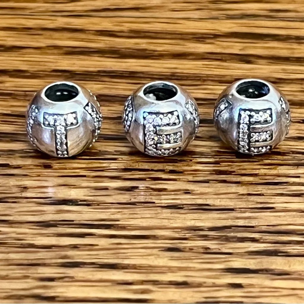 Pandora Surrounded by Faith, Hope, Love Pink Cubic Zirconia Charm Set of 3 - Image 5