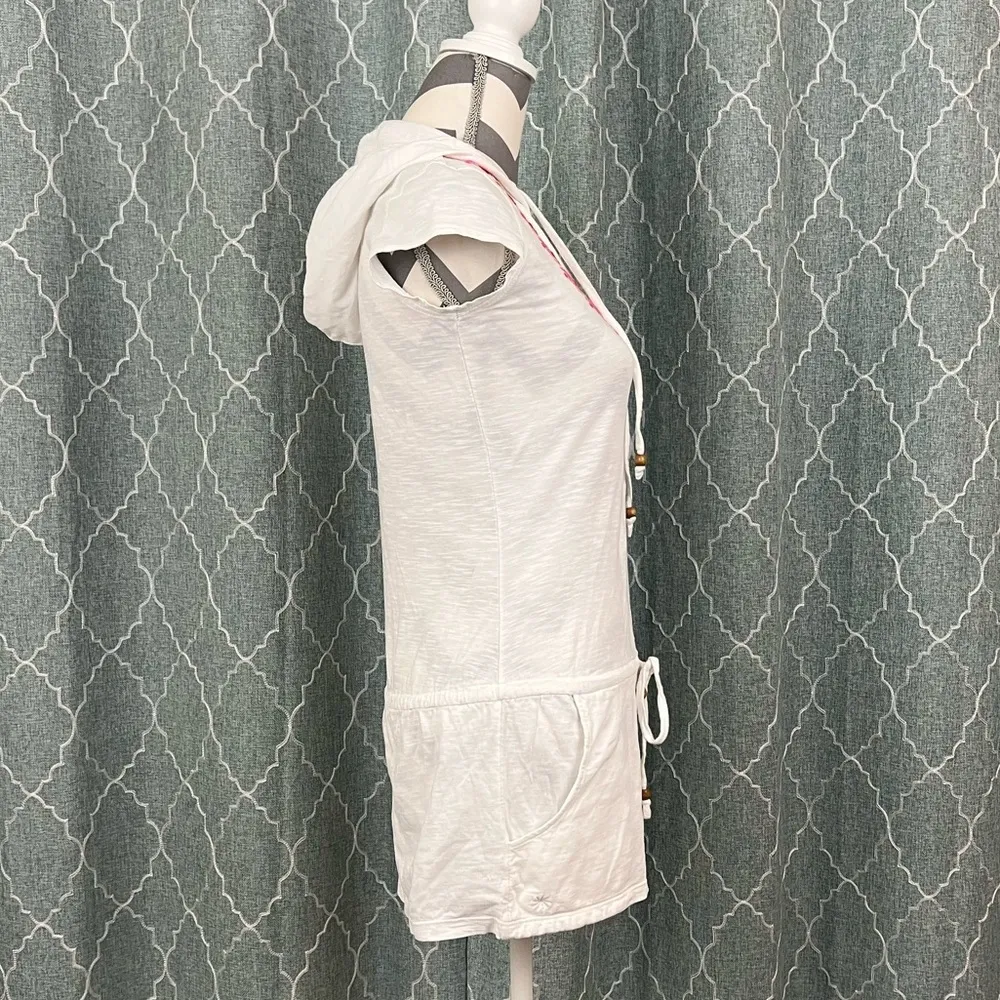 Athleta La Tara Embroidered White Hooded Beach Coverup Top - Size XXS - Image 4