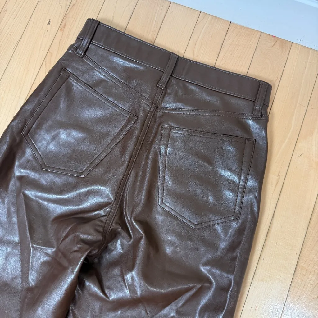 ABERCROMBIE & FITCH Brown Faux Leather 90's Straight High Rise Pants Size 27 - Image 8
