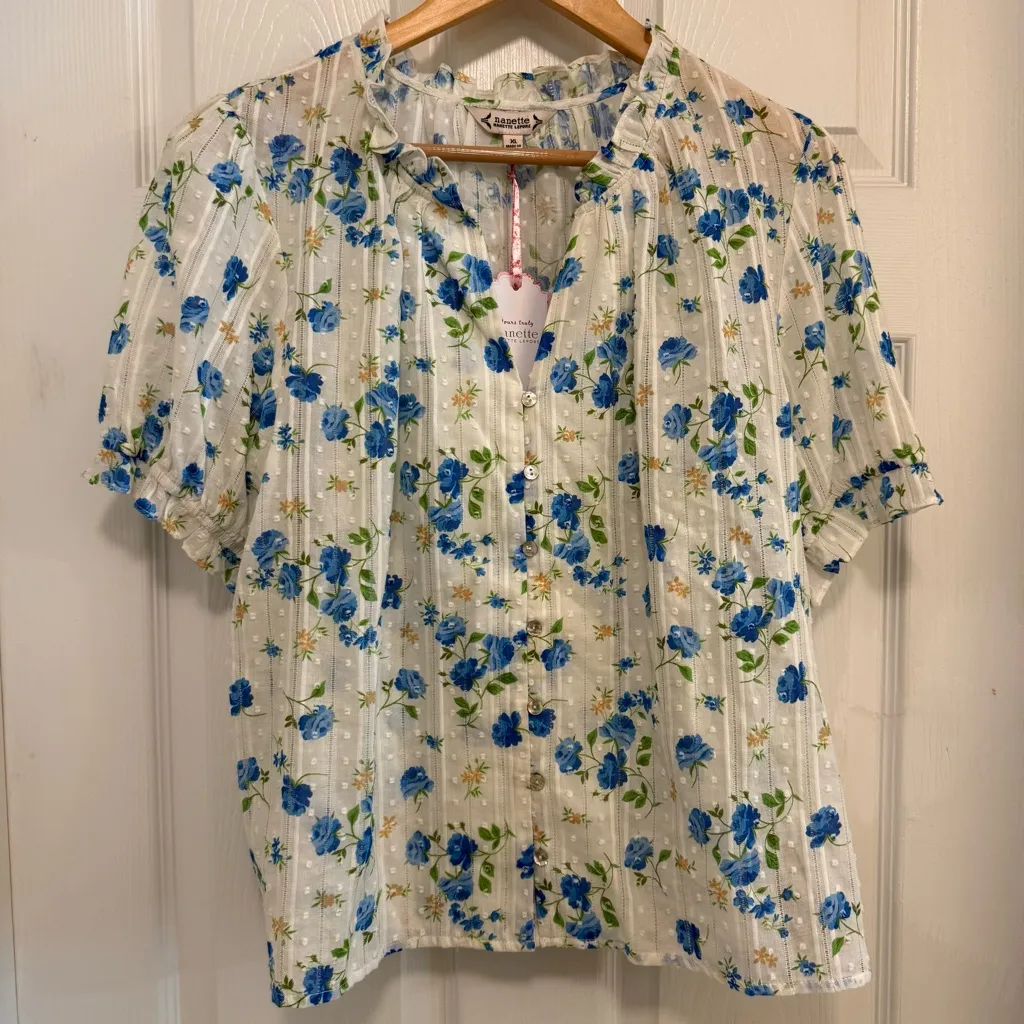 NWT Nanette Lepore Floral Button Down Blouse - Image 3