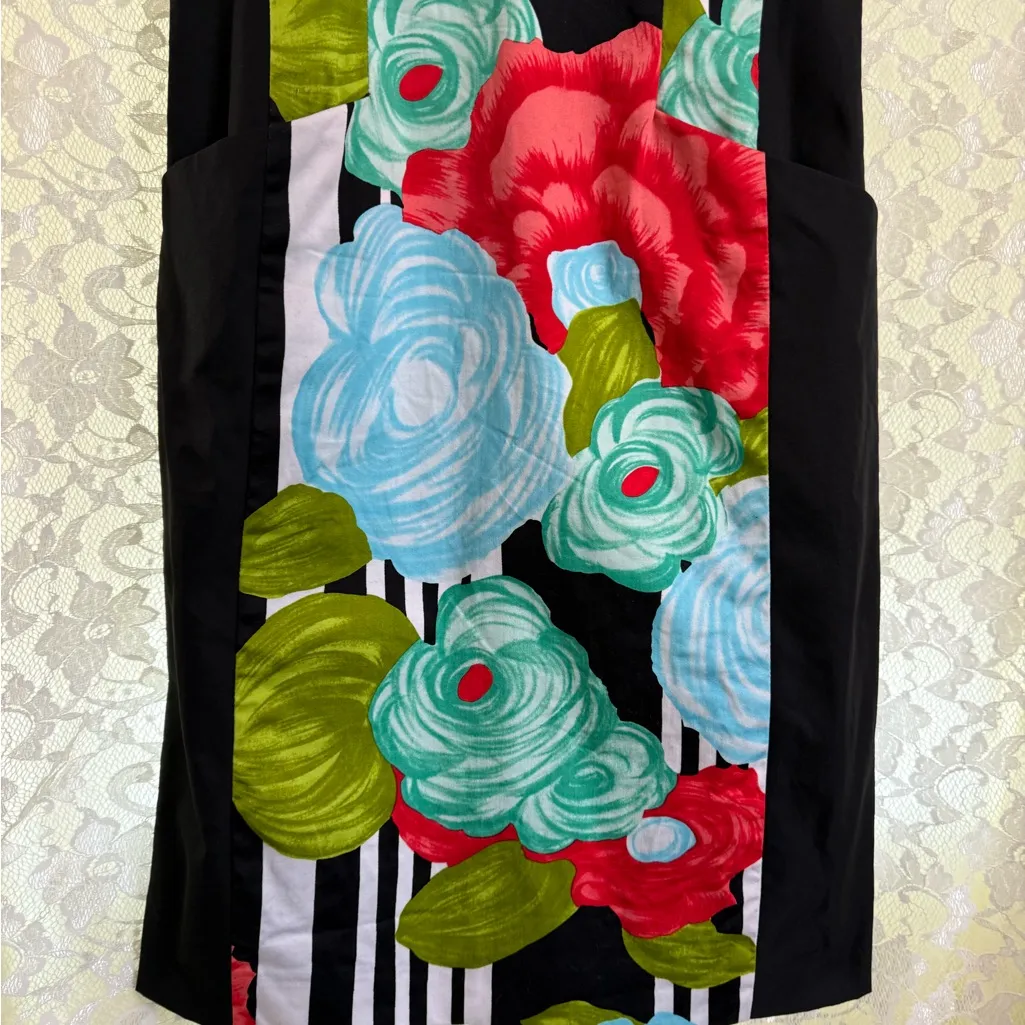 Nanette Lepore Blue red black Floral cocktail Dress pockets sz 2 small euc - Image 5