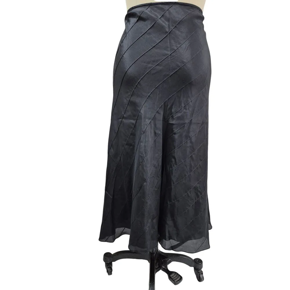 Bias Cut Black Slip Skirt 100% Silk Fully Lined Side Zipper Sz XL 36" Waist - Image 4