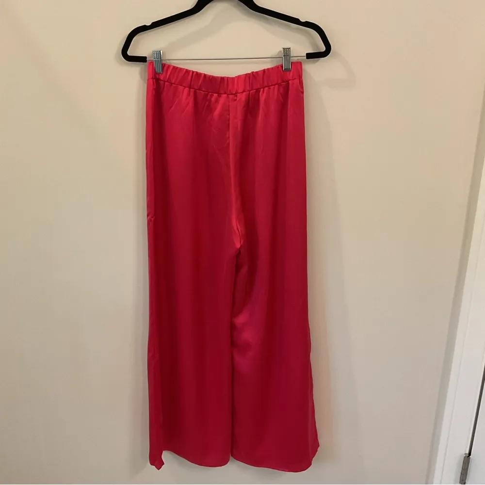 NWT Sugarlips Chateau Satin Free Spirit Wide Leg Pants Fuchsia Medium - Image 4