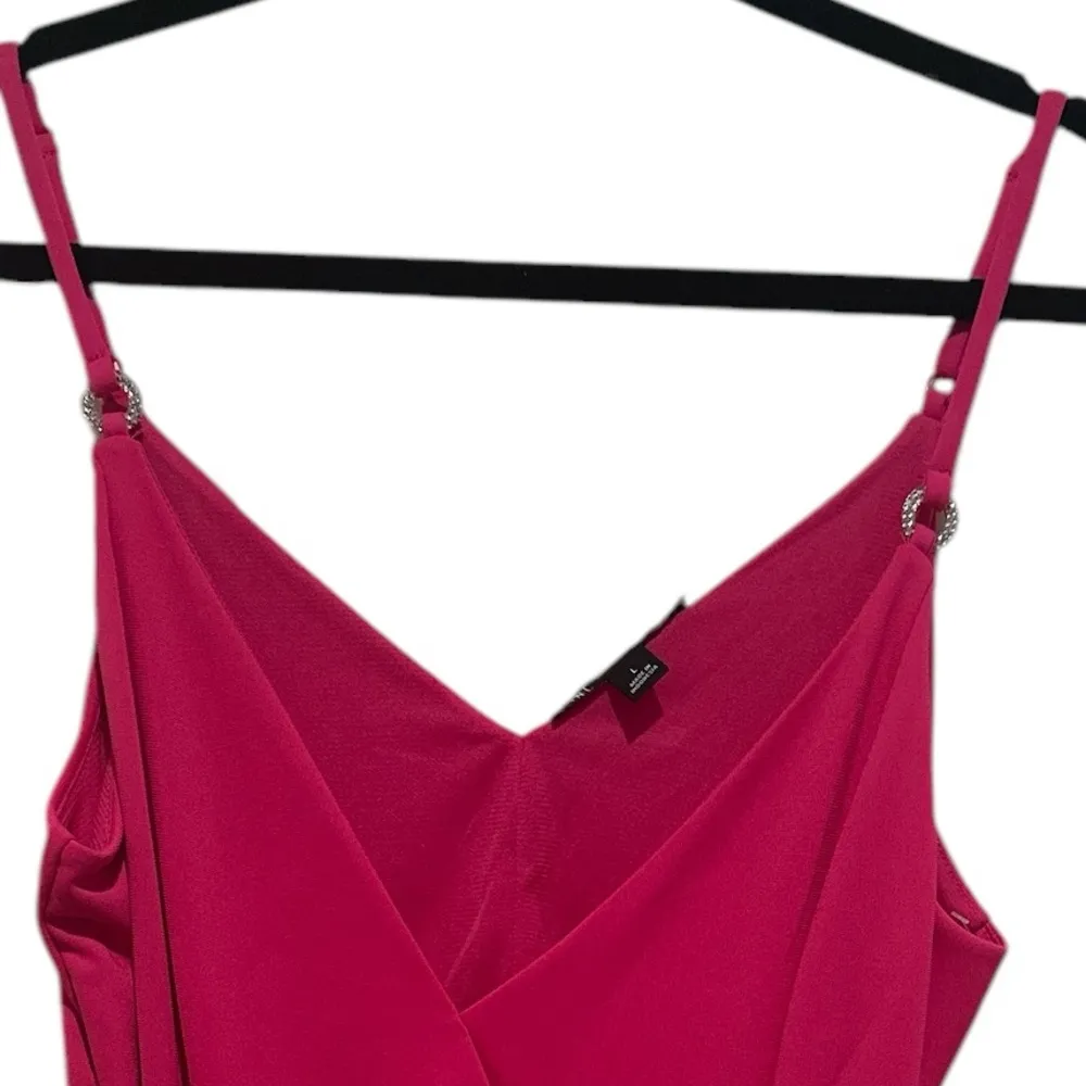 INC INTERNATIONAL CONCEPTS JAZZY PINK BLING RING SPAGHETTI STRAP CRISS CROSS TOP Size L - Image 5