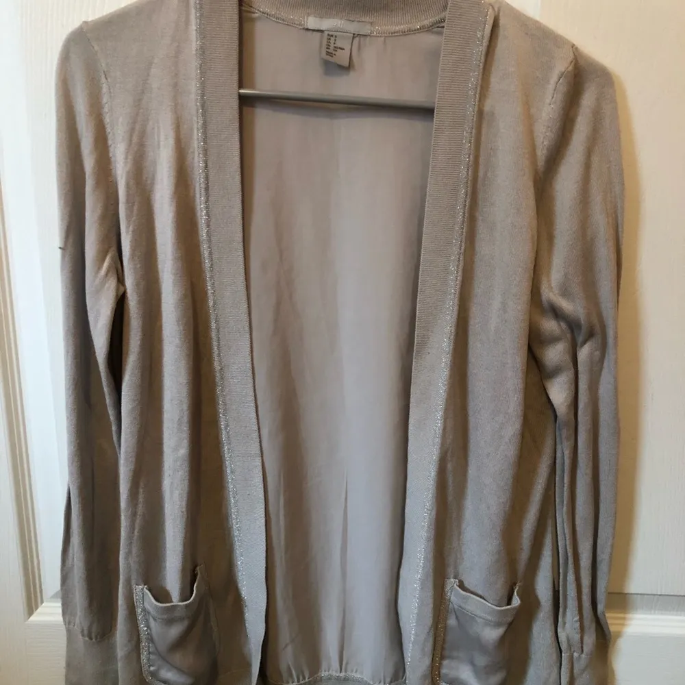 H&M Small Cardigan Grey with Silver Sparkle Lining - Image 2