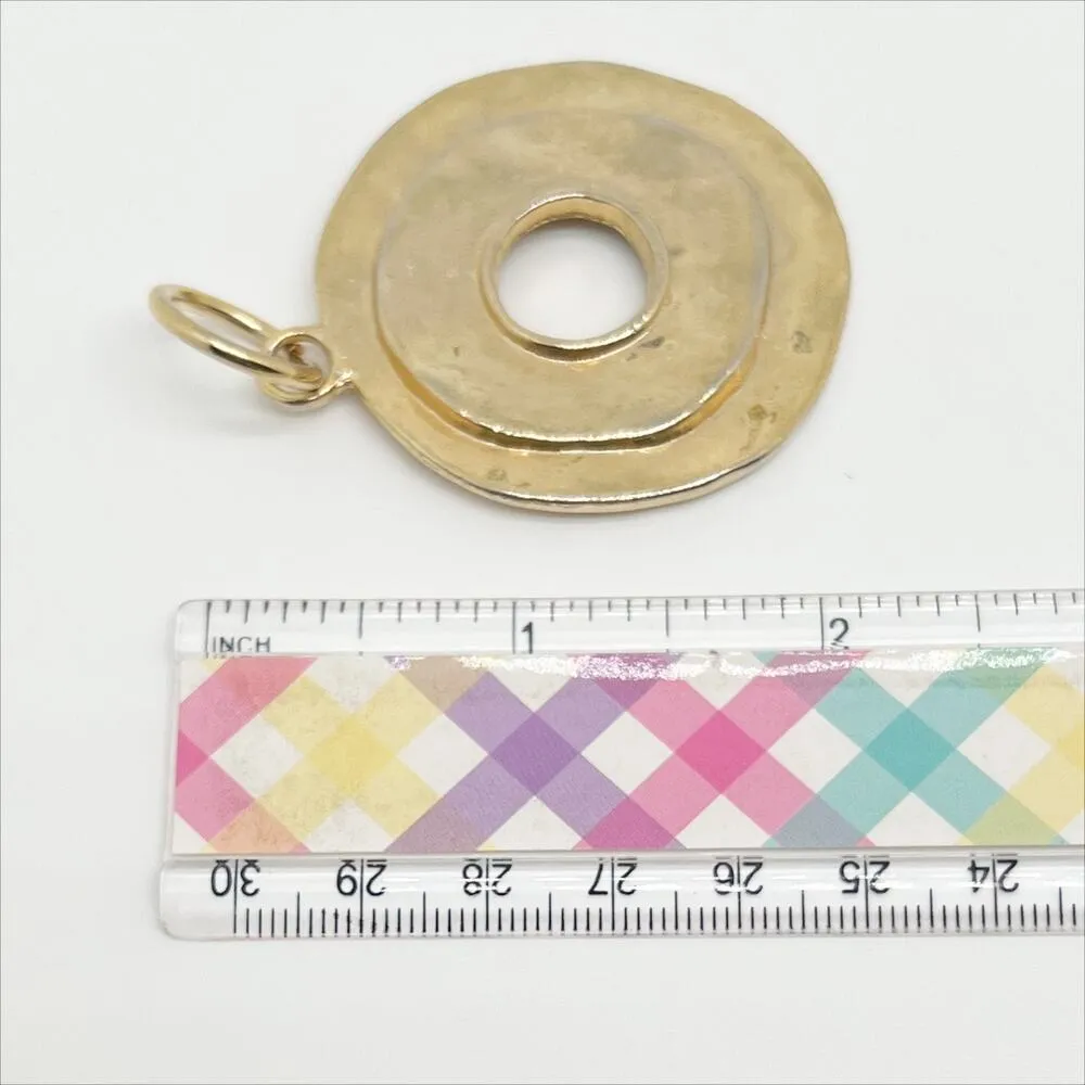 Vintage 80s Gold Tone Circle Medallion Pendant for Necklace - Image 3