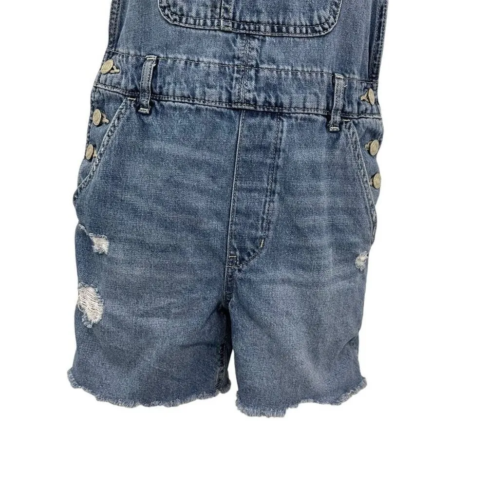 GAP Denim Bib Shortalls Overalls Cut-Off Distressed Jean Shorts size XS - Image 3