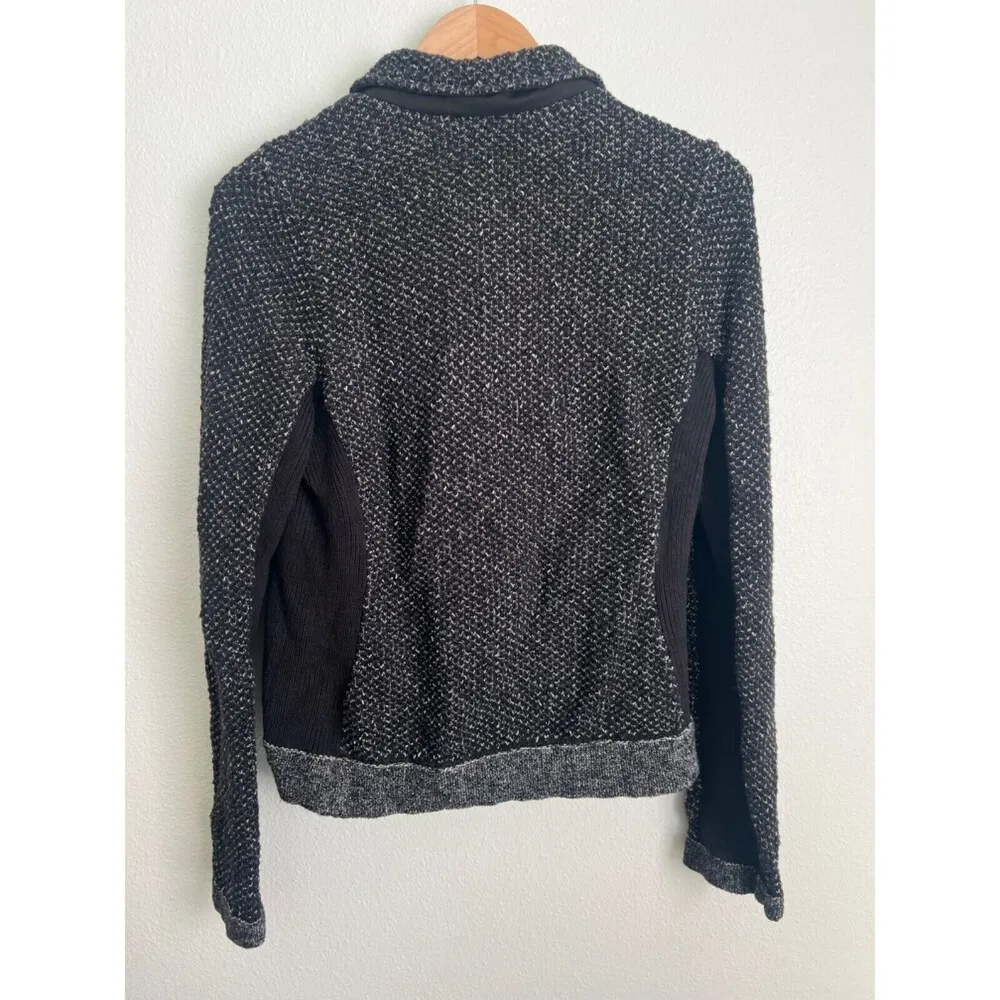 Rag & Bone Black Tweed Knit Asymmetrical Zip Up Jacket Size L - Image 5