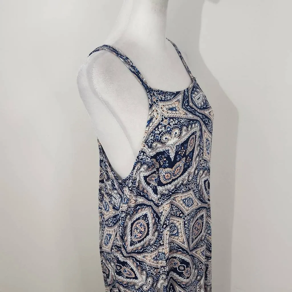 Toxik3 Navy and Pink Boho Midi Sundress Size Large Blue and Blush Y2K Midi Dress - Image 5