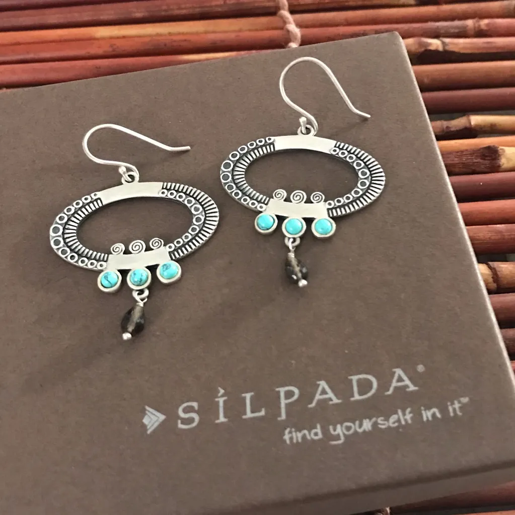 Silpada Sterling Silver Oval Turquoise Earrings - Image 4