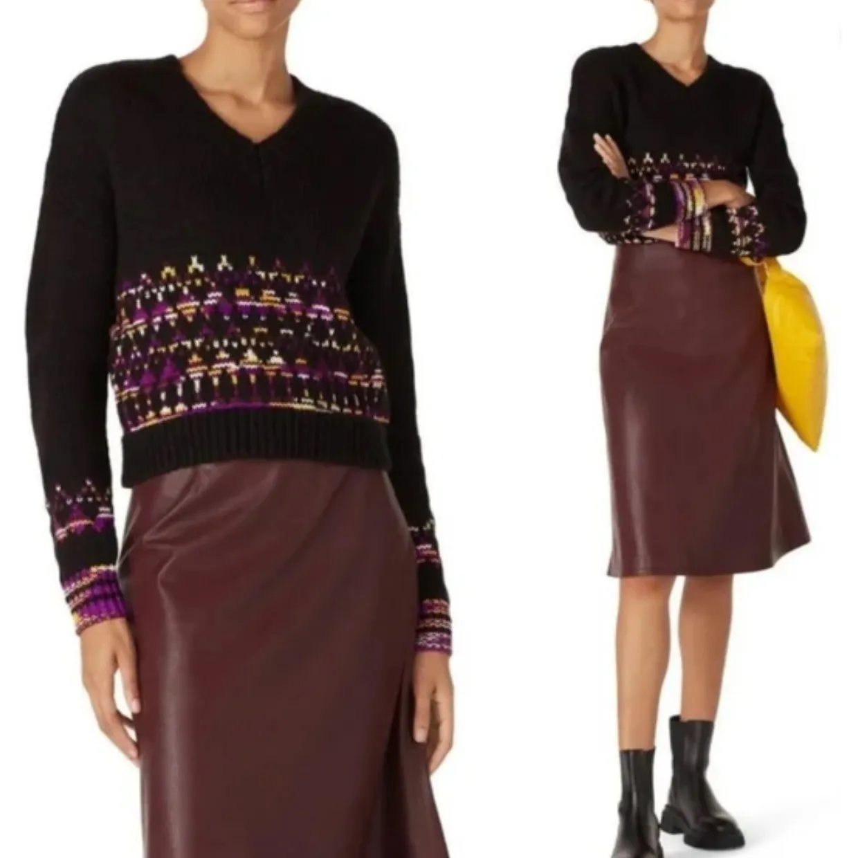 Scotch & Soda La Bande Maison Black Purple Fair Isle Wool Blend Sweater - Size S - Image 14