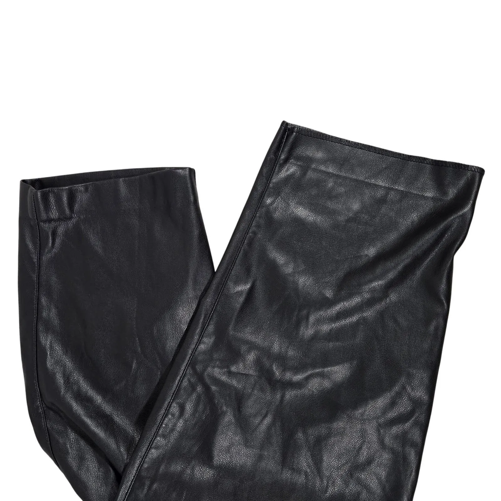 Calvin Klein Faux Leather Pleated Pants Black‎ Womens Size 14 - Image 9