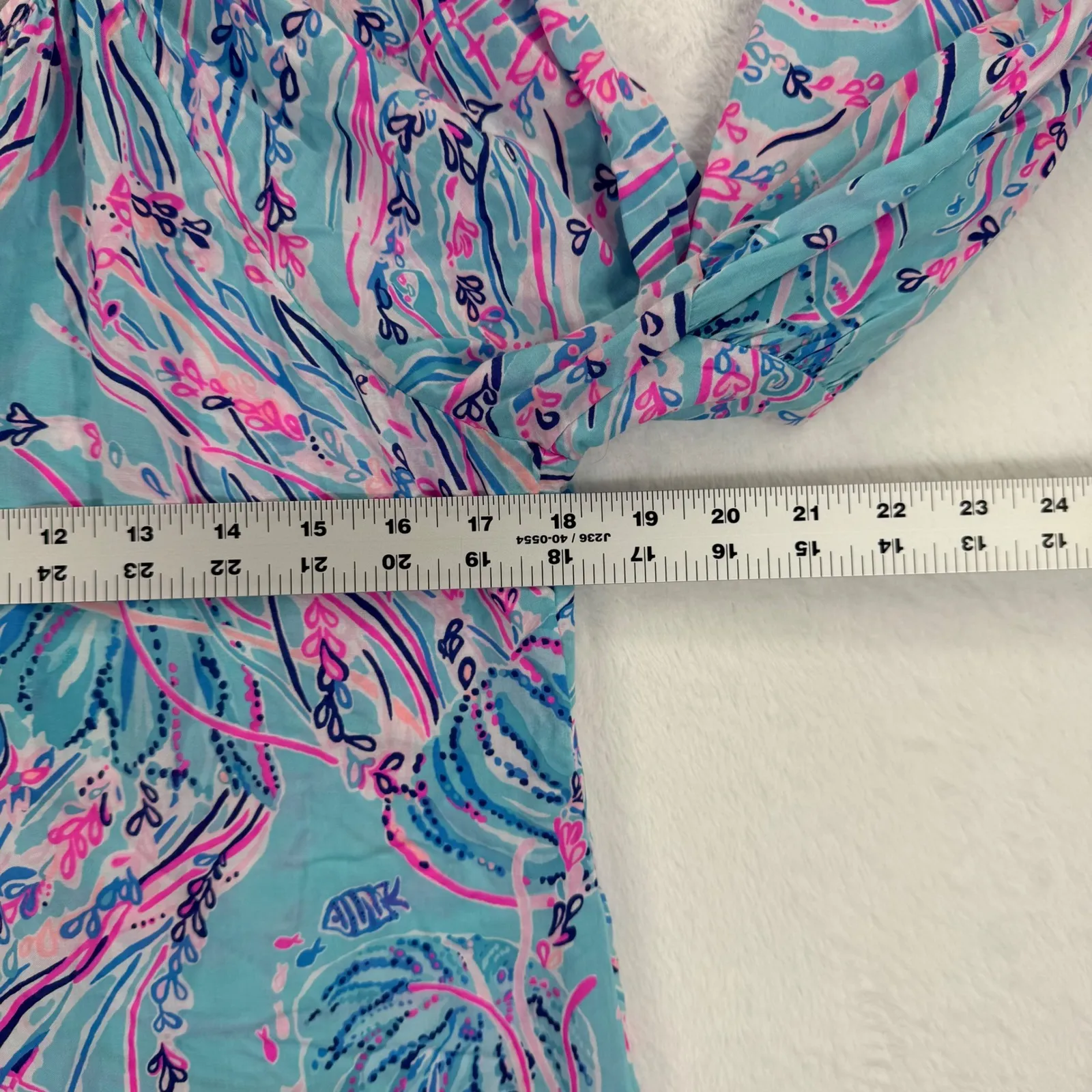 Lilly Pulitzer Winsley XS Top Blouse Lapis‎ Lazuli Horshoe Bay Blue Pink Print - Image 2