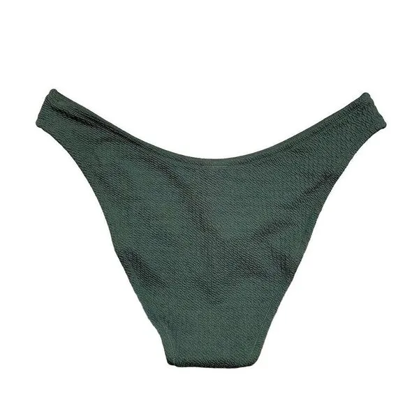 NWT‎ J. Crew Women's Textured Curve Waist Cheeky Bikini Bottom Green Size L - Image 3