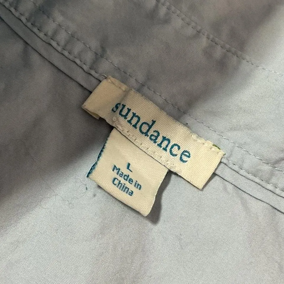 Sundance‎ Light Blue Long Sleeve Pintuck Button Down Shirt Preppy - Image 3