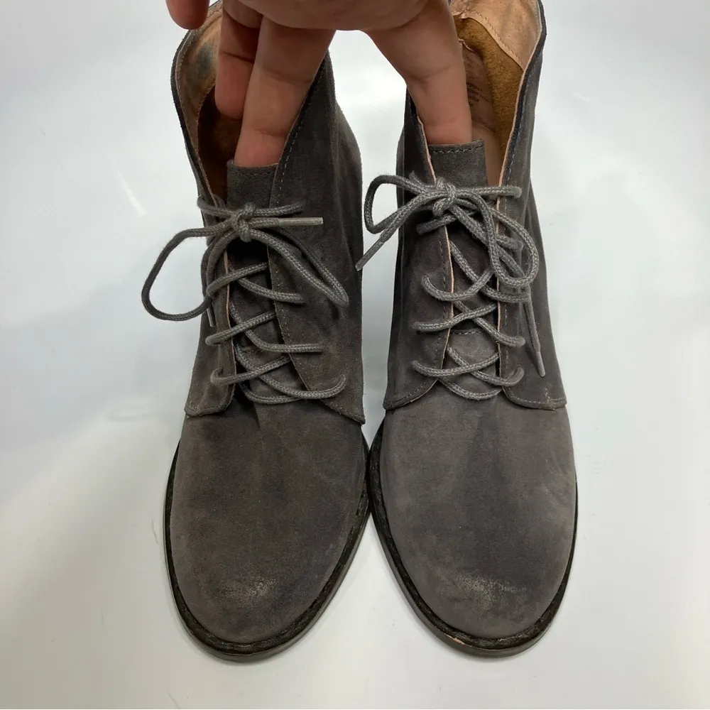 Seychelles‎ Anthropologie Brand gray suede leather heel lace up booties size 9.5 - Image 3