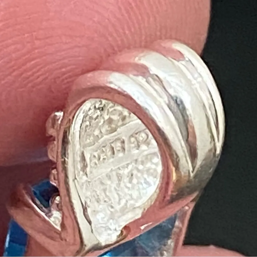 Sterling Silver SCBS 925 Emerald Cut Blue Topaz CZ Cubic Zirconia Pendant 2.9g - Image 14