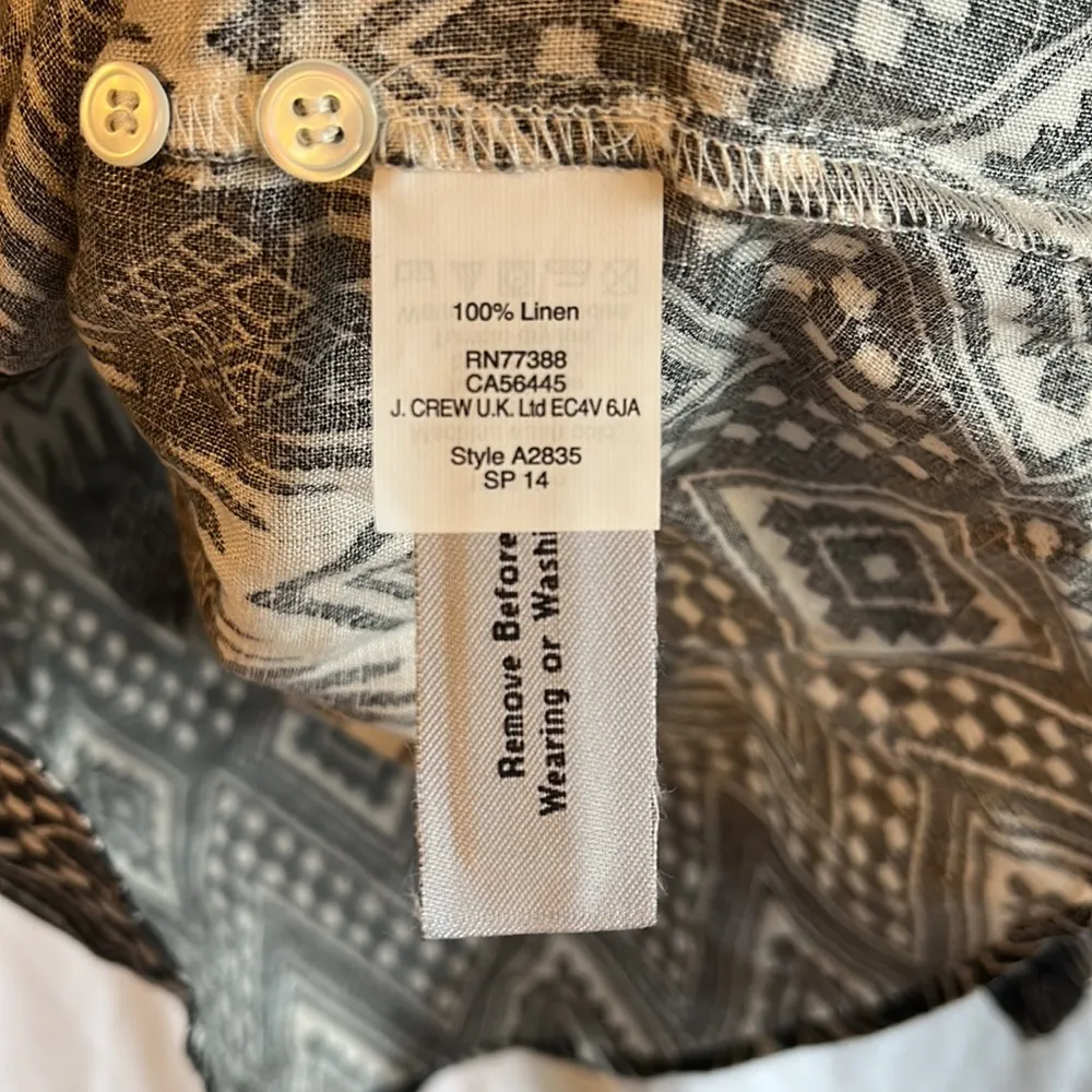 J.Crew ‘Boy’ Southwestern Print 100% Linen Long Sleeve Button Down NWT - Image 4