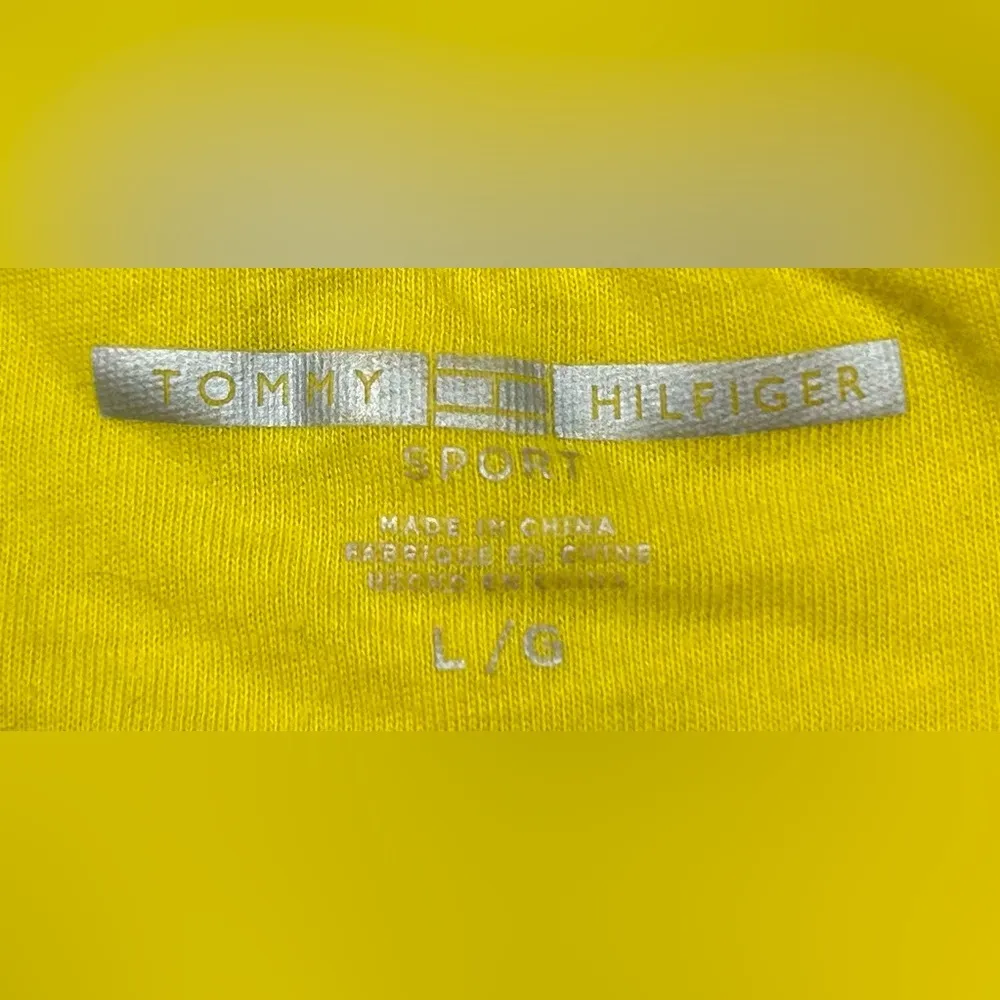 Tommy Hilfiger Sport Y2K Size L Women's Yellow Crew Neck Logo T-Shirt - Image 2