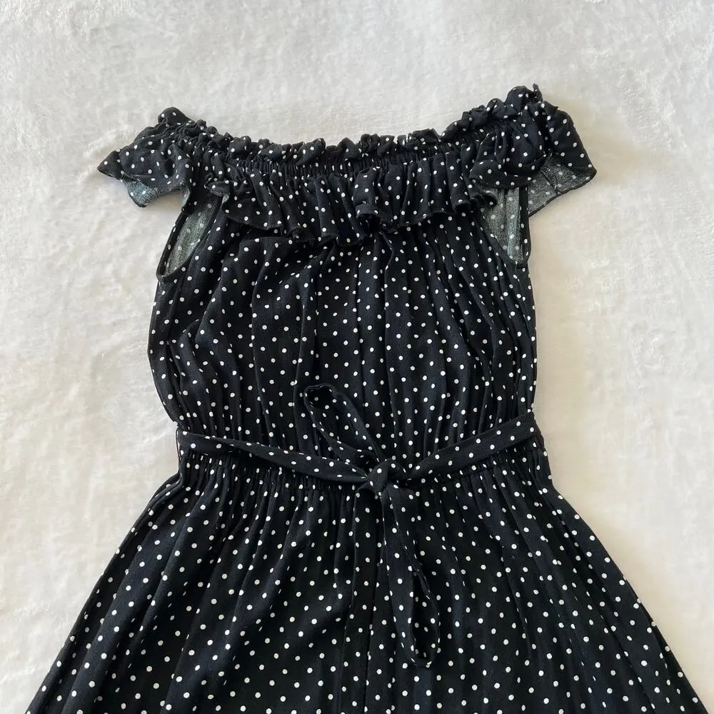 Who What Wear Off the Shoulder Polka Dot Dress Size Small Knee Length - Image 4