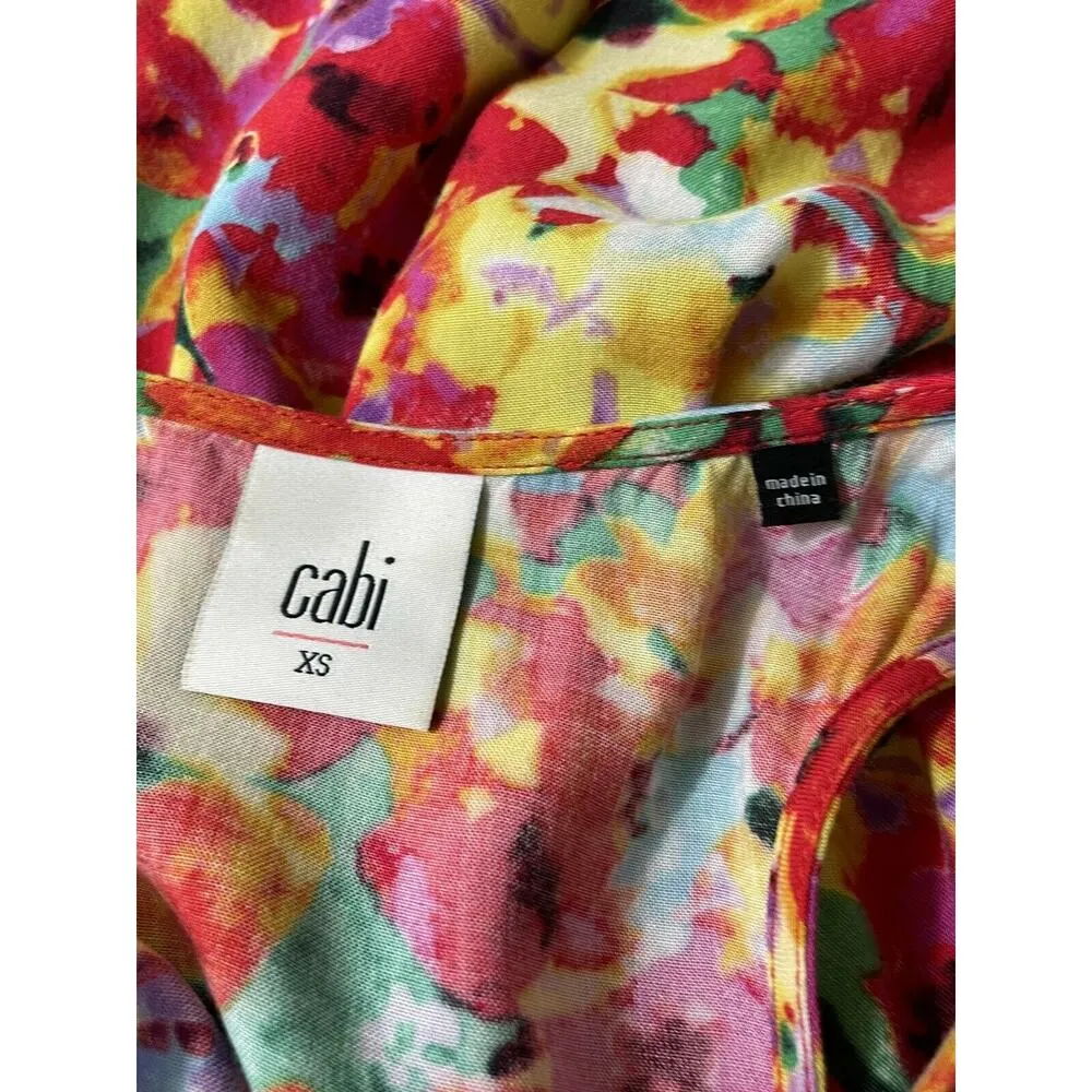 CAbi Luisa Racerback Tank Top Style #5045 Floral Watercolor Size XS Multicolor - Image 5