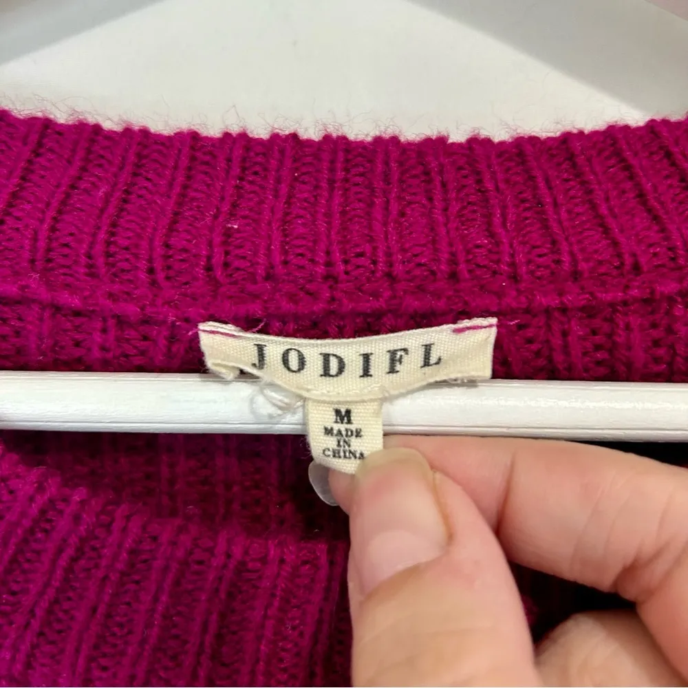 Jodifl Women’s Knit Long Sleeve Sweater Maroon Size Medium FLAW - Image 4