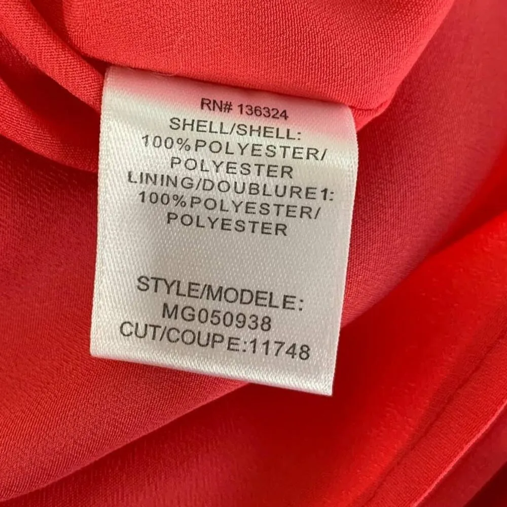 Halston Heritage Twist Front Boat Neck Drape Short Sleeve Dress Coral Red Small - Image 10