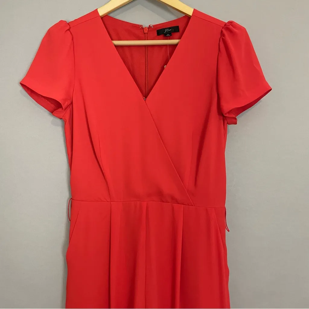 J. Crew‎ Wrap Jumpsuit NO BELT NWT Flaws Short Sleeves Size 0 V-Neck Wide Leg - Image 9