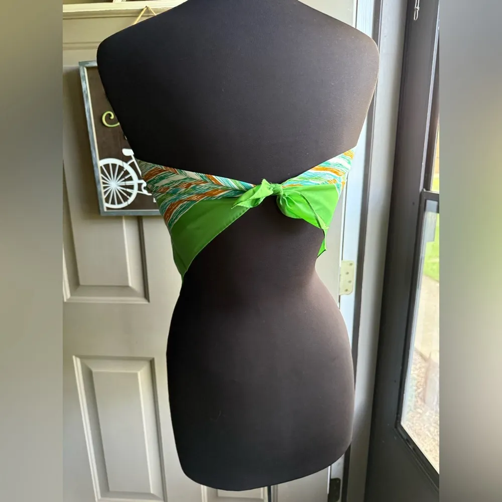 Vintage 60/70s Nasharr Frères Ltd made in Japan striped square scarf Green - Image 3